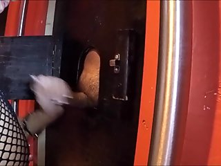 Wife getting cummed on at glory hole