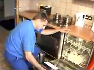 German housewife has sex in the kitchen