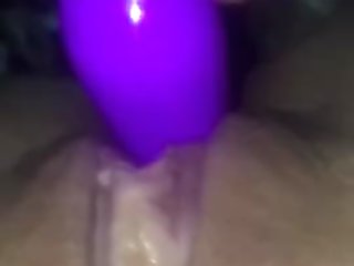 Making my pussy super wet with vibrator while watching interracial porn